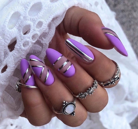 маникюр геометрия | Minimal nails art, Round nails ...