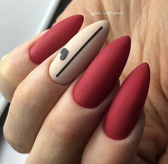 Красный матовый маникюр точки минимализм | Nail manicure ...