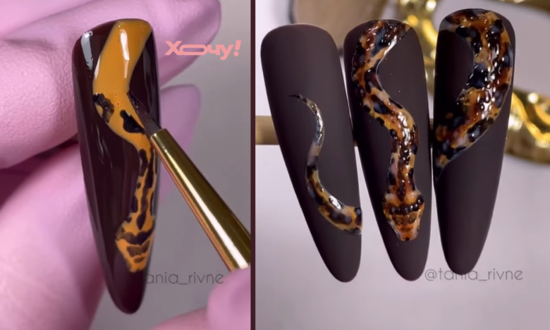 nails_by_chevron змея на ногтях