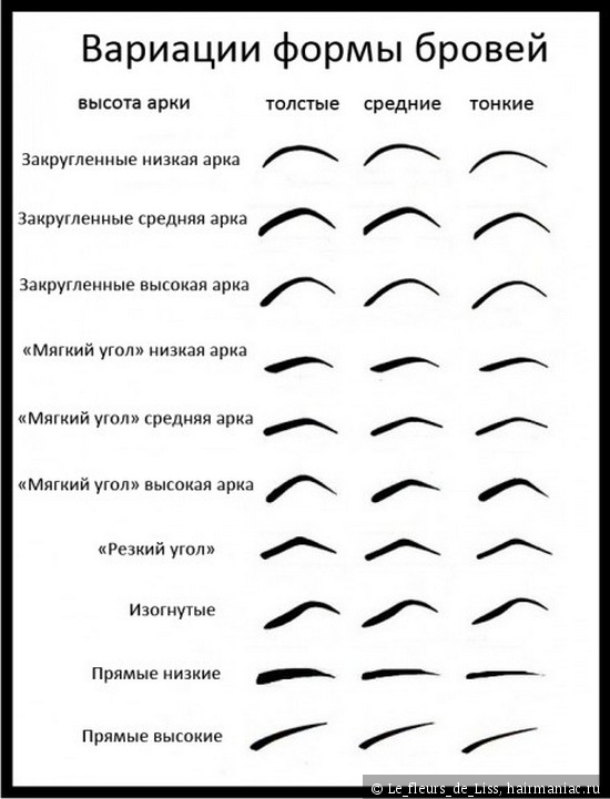 Женские формы бровей в соответствии с ...