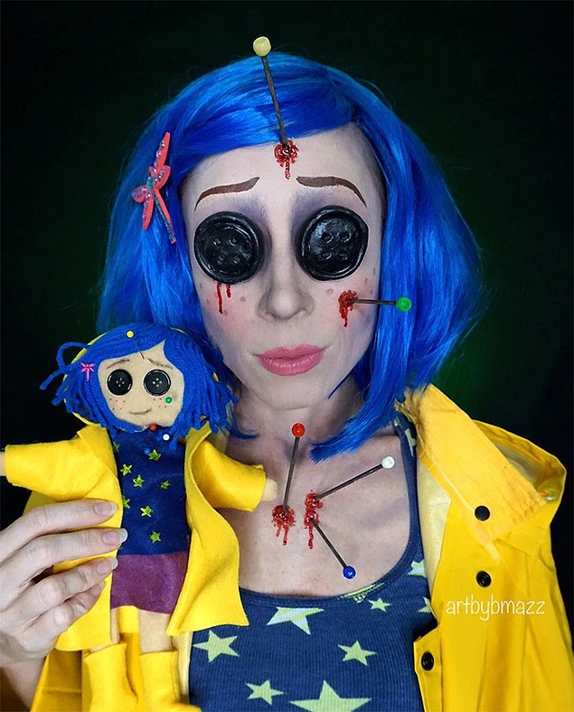 halloween coraline makeup look