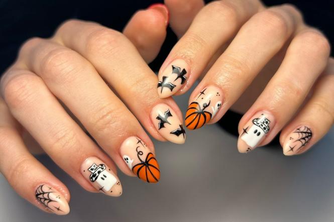 35 Cute Orange Halloween Nails - Girl ...